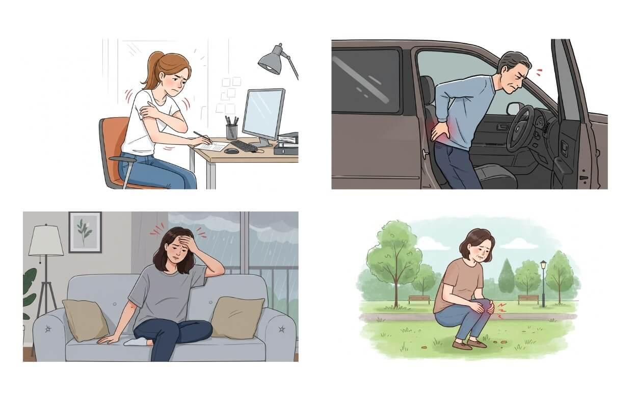 肩こり、腰痛、頭痛、膝痛で悩んでいる人達